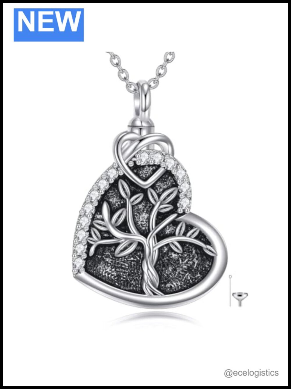 S925 Sterling Silver Urn Necklace Tree of Life Pendant Cremation Jewelry